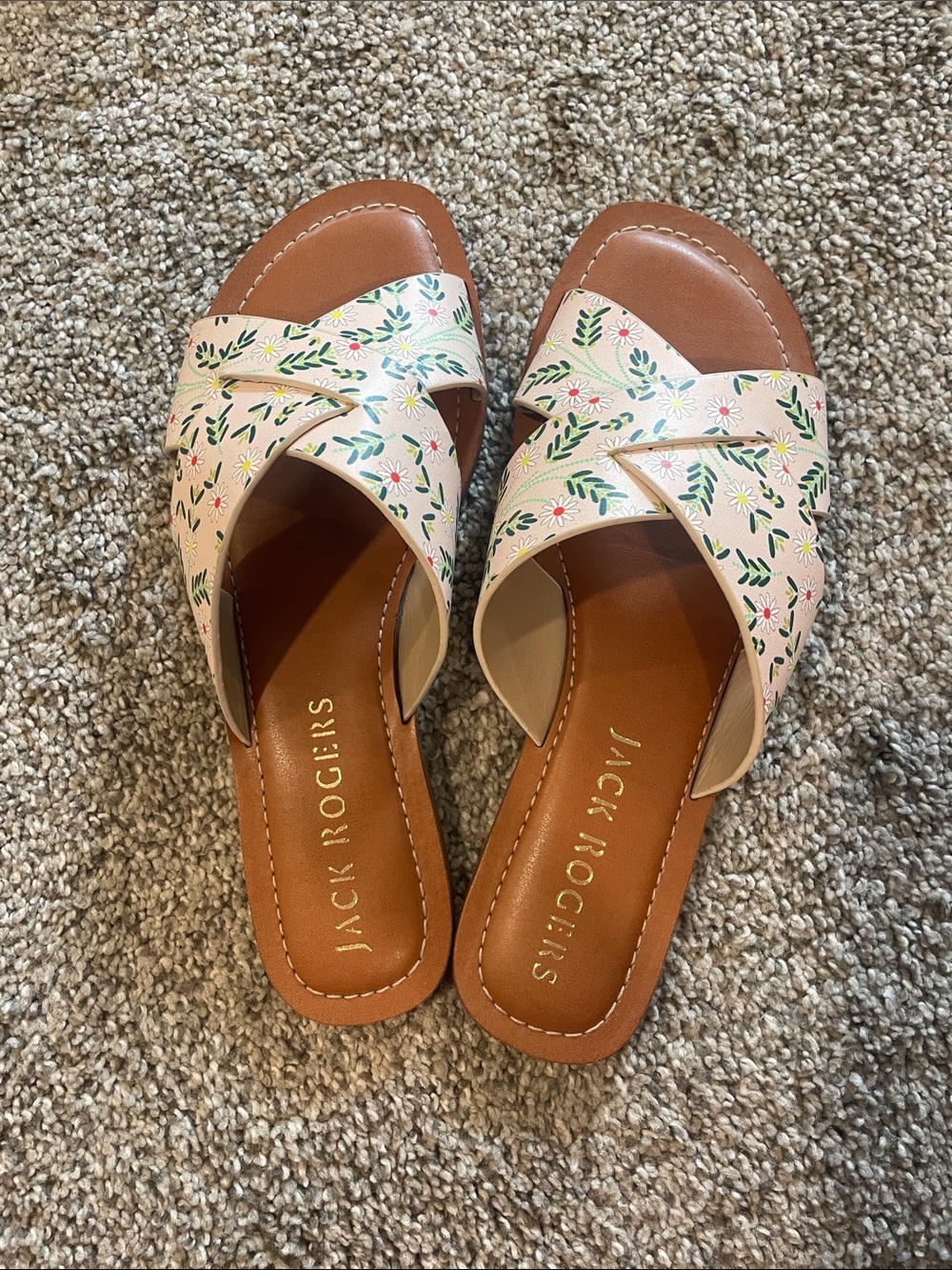 Jack Rogers Pink Floral Crisscross Slide Sandals